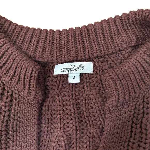 Magnolia Chunky Deep Brown Button Down Cardigan - Picture 5 of 7